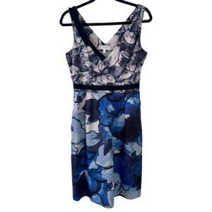 Moulinette Soeurs Anthropologie Indigo Garden Fit & Flare Floral Dress Size 8
